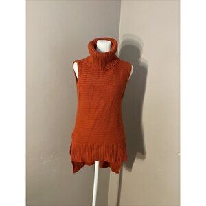Banana Republic Sweater Dress Sleeveless Chunky Turtle Neck Ribbed Knit Sz XS